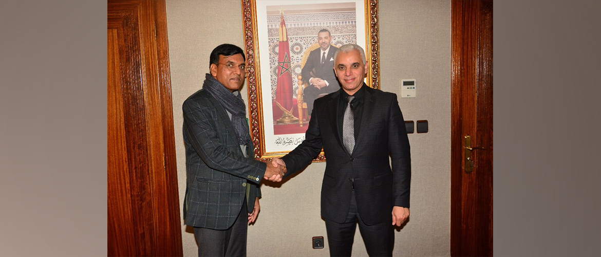  Minister of Health and Family Welfare, Chemicals and Fertilizers of India H.E Dr. Mansukh Mandaviya meeting Minister of Health and Social Protection of Morocco H.E Mr. Khalid Ait Taleb