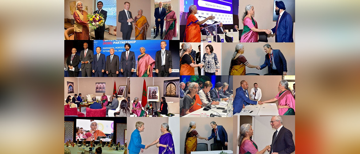 <p style="fcolor: #fff; font-size: 15px; margin-bottom: -21px;"><strong>Minister of Finance and Corporate Affairs of India H.E Nirmala Sitharaman visits Morocco to participate in the IMF-World Bank meetings held in Marrakech from 9-16 October, 2023</strong></p>
