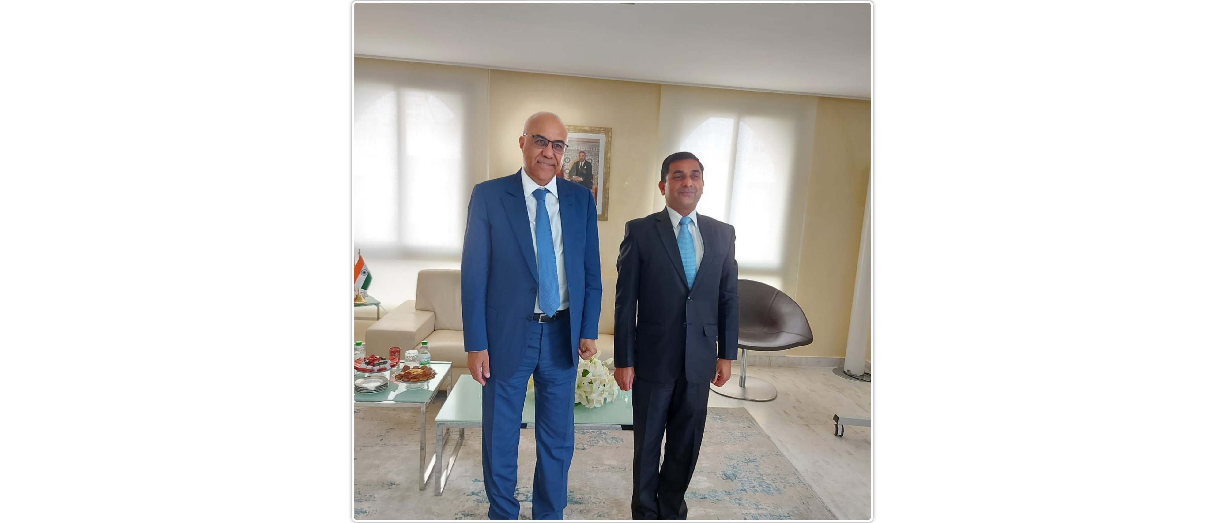  H.E Ambassador Rajesh Vaishnaw meeting H.E. Minister of Higher Education, Scientific Research and Innovation of Kingdom of Morocco, Mr. Abdellatif Miraoui 
